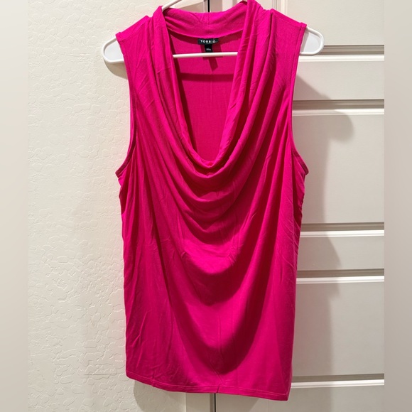 torrid Tops - Torrid Fuchsia Draped Sleeveless Blouse Size 2X